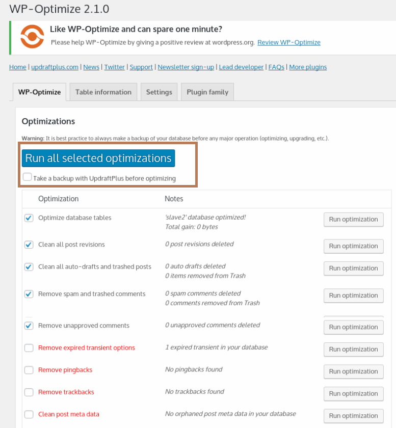 how to optimize wordpress database