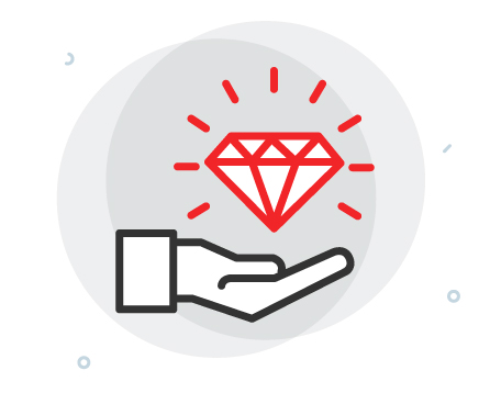 diamond with hand